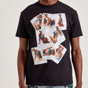 Graphic Cotton Short Sleeve Black Tee Men Size XL